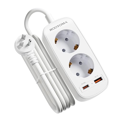 USA Adapter Steckdose, Reiseadapter mit PD20W USB Schnellladung, Deutsch zu US Adapter Steckdose 2-Fach mit 1,5M Steckdosenadapter für USA, Kanada, Mexiko, Thailand, Typ B Reiseadapter Amerika von ROOTOMA