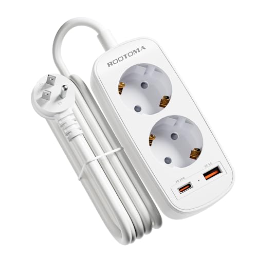 USA Adapter,Reiseadapter mit PD20W USB A und USB Ports(3.6A), Deutsch zu US Adapter Steckdose mit 2 Ausgängen, 5 ft Steckdosenadapter für USA, Kanada, Singapur, Typ B Reiseadapter Amerika. von ROOTOMA