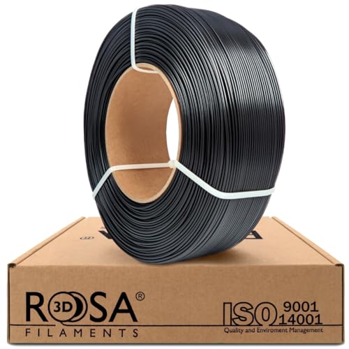 ROSA 3D PLA Starter Filament 1.75 mm für 3D Drucker | Druckmaterialien Leicht Glänzend Bioabbaubar PLA 3D Drucker Filament | Filament 3D Printing Materials | Schwarz Refill 1 kg von ROSA 3D FILAMENTS