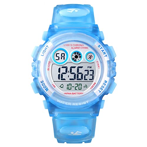 Kinder Digital Uhr,50 m wasserdichte Outdoor Sport Digital Uhren Silikon Armbanduhr der bunten LED leuchtenden Kinder mit Wecker/Stoppuhr/LED-Licht/Stoßfest/Datum von ROSEBEAR