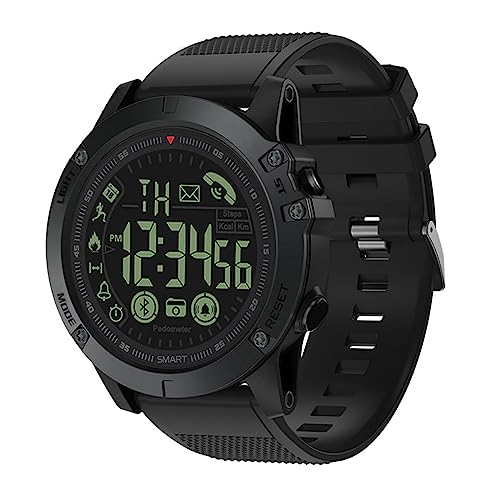 Rosebear Outdoor-Sport-Armbanduhr, wasserdicht, Bluetooth 4.0, Lange Standby-Standby, Taktische Militär-Armbanduhr, Schrittzähler, Schwarz von ROSEBEAR