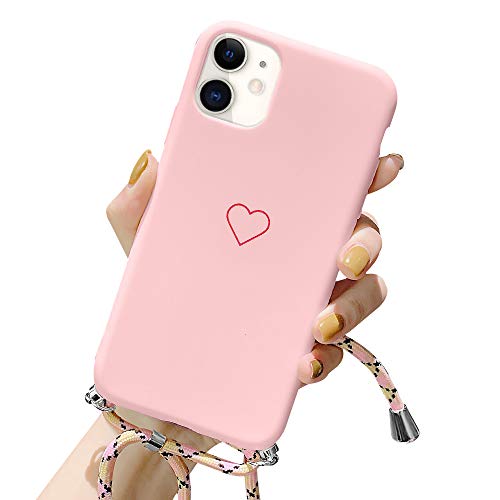 ROSEHUI Handykette Hülle für iPhone 12,iPhone 12 Pro Herz Love Design Silikon Bumper Kordel zum Umhängen Halskette Handyhülle Ultra Dünne Schutzhülle mit Band,Rosa ROSEHUI Handykette Hülle für iPhone 12,iPhone 12 Pro Herz Love Design Silikon Bumper Kordel zum Umhängen Halskette Handyhülle Ultra Dünne Schutzhülle mit Band,Rosa von ROSEHUI