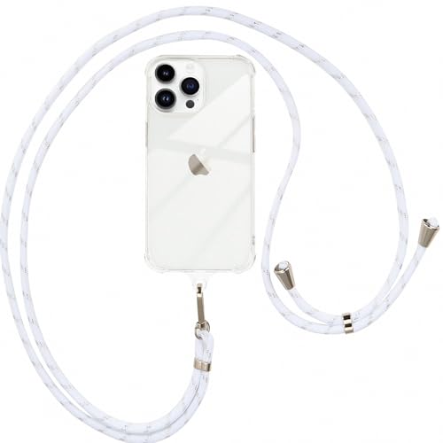 ROSEHUI Handykette Hülle für iPhone 13 Pro mit Band, Rundum Anti-Fall Airbag Rahmen Necklace Transparent Handyhülle Silikon Case zum Umhängen Kordel Abnehmbar Stoßfeste Schutzhülle,Durchsichtig von ROSEHUI