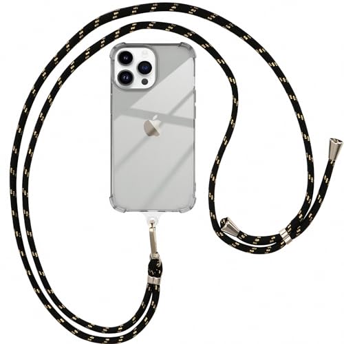 ROSEHUI Handykette Hülle für iPhone 13 Pro mit Band, Rundum Anti-Fall Airbag Rahmen Necklace Transparent Handyhülle Silikon Case zum Umhängen Kordel Abnehmbar Stoßfeste Schutzhülle,Schwarz ROSEHUI Handykette Hülle für iPhone 13 Pro mit Band, Rundum Anti-Fall Airbag Rahmen Necklace Transparent Handyhülle Silikon Case zum Umhängen Kordel Abnehmbar Stoßfeste Schutzhülle,Schwarz von ROSEHUI