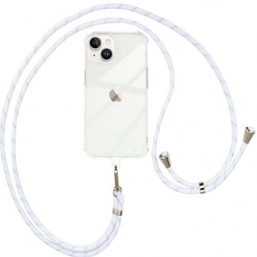 ROSEHUI Handykette Hülle für iPhone 14,iPhone 13 mit Band, Rundum Anti-Fall Airbag Rahmen Necklace Transparent Handyhülle Silikon Case zum Umhängen Kordel Abnehmbar Stoßfeste Schutzhülle,Durchsichtig von ROSEHUI