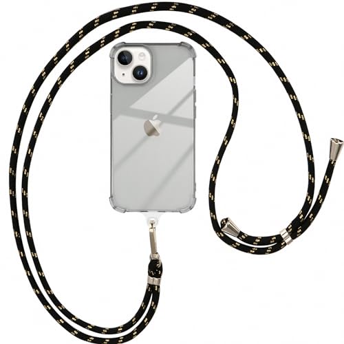 ROSEHUI Handykette Hülle für iPhone 14,iPhone 13 mit Band, Rundum Anti-Fall Airbag Rahmen Necklace Transparent Handyhülle Silikon Case zum Umhängen Kordel Abnehmbar Stoßfeste Schutzhülle,Schwarz ROSEHUI Handykette Hülle für iPhone 14,iPhone 13 mit Band, Rundum Anti-Fall Airbag Rahmen Necklace Transparent Handyhülle Silikon Case zum Umhängen Kordel Abnehmbar Stoßfeste Schutzhülle,Schwarz von ROSEHUI
