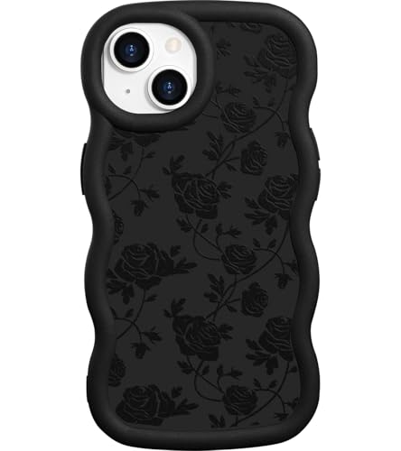 ROSEHUI Hülle für iPhone 13,iPhone 14 Niedliche lockige Wellen Rahmenform Handyhülle für Mädchen mit Rosen Design Cooles Schwarz Flüssig Weich Silikon TPU Case Flexible Stoßfeste Schutzhülle,Rose ROSEHUI Hülle für iPhone 13,iPhone 14 Niedliche lockige Wellen Rahmenform Handyhülle für Mädchen mit Rosen Design Cooles Schwarz Flüssig Weich Silikon TPU Case Flexible Stoßfeste Schutzhülle,Rose von ROSEHUI