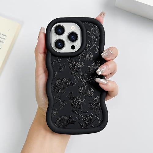 ROSEHUI Hülle für iPhone 14 Pro Max Niedliche lockige Wellen Rahmenform Handyhülle für Mädchen mit Rosen Design Cooles Schwarz Flüssig Weich Silikon TPU Case Flexible Stoßfeste Schutzhülle,Rose ROSEHUI Hülle für iPhone 14 Pro Max Niedliche lockige Wellen Rahmenform Handyhülle für Mädchen mit Rosen Design Cooles Schwarz Flüssig Weich Silikon TPU Case Flexible Stoßfeste Schutzhülle,Rose von ROSEHUI