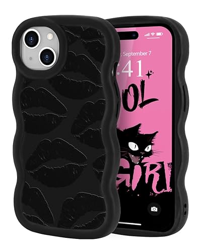 ROSEHUI Hülle für iPhone 15 Niedliche lockige Wellen Rahmenform Handyhülle für Mädchen mit Sexy Lip Print Design Cooles Schwarz Flüssig Weich Silikon TPU Case Flexible Stoßfeste Schutzhülle,Lippen ROSEHUI Hülle für iPhone 15 Niedliche lockige Wellen Rahmenform Handyhülle für Mädchen mit Sexy Lip Print Design Cooles Schwarz Flüssig Weich Silikon TPU Case Flexible Stoßfeste Schutzhülle,Lippen von ROSEHUI