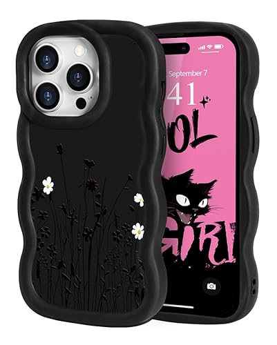 ROSEHUI Hülle für iPhone 15 Pro Max Niedliche lockige Wellen Rahmenform Handyhülle für Mädchen mit Blumen Design Cooles Schwarz Flüssig Weich Silikon TPU Case Flexible Stoßfeste Schutzhülle,Floral ROSEHUI Hülle für iPhone 15 Pro Max Niedliche lockige Wellen Rahmenform Handyhülle für Mädchen mit Blumen Design Cooles Schwarz Flüssig Weich Silikon TPU Case Flexible Stoßfeste Schutzhülle,Floral von ROSEHUI