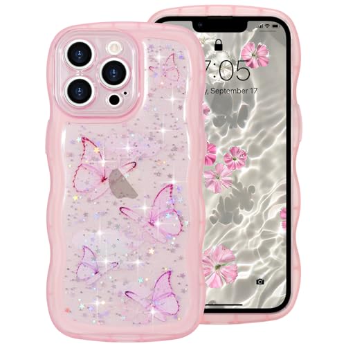 ROSEHUI Hülle für iPhone 13 Pro Max,Schmetterling Handyhülle Niedliche lockige Wellen Rahmenform Bumper Cover Transparent Glitzer Kameraschutz Mädchen Silikon TPU Case Kratzfeste Schutzhülle,Rosa ROSEHUI Hülle für iPhone 13 Pro Max,Schmetterling Handyhülle Niedliche lockige Wellen Rahmenform Bumper Cover Transparent Glitzer Kameraschutz Mädchen Silikon TPU Case Kratzfeste Schutzhülle,Rosa von ROSEHUI