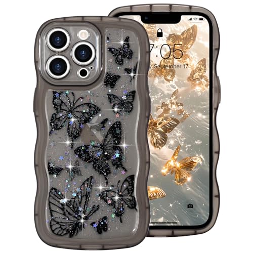 ROSEHUI Hülle für iPhone 13 Pro Max,Schmetterling Handyhülle Niedliche lockige Wellen Rahmenform Bumper Cover Transparent Glitzer Kameraschutz Mädchen Silikon TPU Case Kratzfeste Schutzhülle,Schwarz ROSEHUI Hülle für iPhone 13 Pro Max,Schmetterling Handyhülle Niedliche lockige Wellen Rahmenform Bumper Cover Transparent Glitzer Kameraschutz Mädchen Silikon TPU Case Kratzfeste Schutzhülle,Schwarz von ROSEHUI
