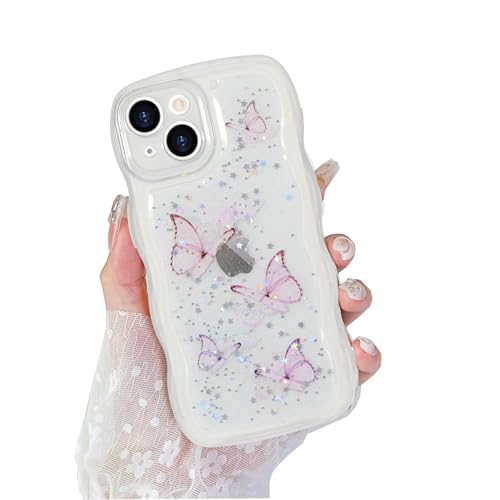 ROSEHUI Hülle für iPhone 14,Schmetterling Handyhülle Niedliche lockige Wellen Rahmenform Bumper Cover Transparent Glitzer Kameraschutz Mädchen Silikon TPU Case Kratzfeste Schutzhülle,Weiß ROSEHUI Hülle für iPhone 14,Schmetterling Handyhülle Niedliche lockige Wellen Rahmenform Bumper Cover Transparent Glitzer Kameraschutz Mädchen Silikon TPU Case Kratzfeste Schutzhülle,Weiß von ROSEHUI