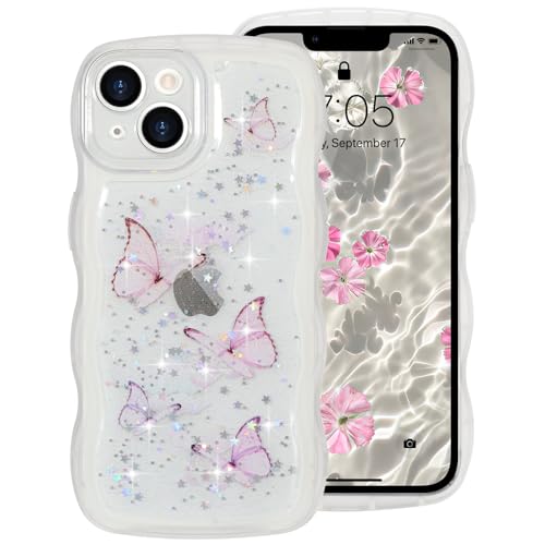 ROSEHUI Hülle für iPhone 15,Schmetterling Handyhülle Niedliche lockige Wellen Rahmenform Bumper Cover Transparent Glitzer Kameraschutz Mädchen Silikon TPU Case Kratzfeste Schutzhülle,Weiß ROSEHUI Hülle für iPhone 15,Schmetterling Handyhülle Niedliche lockige Wellen Rahmenform Bumper Cover Transparent Glitzer Kameraschutz Mädchen Silikon TPU Case Kratzfeste Schutzhülle,Weiß von ROSEHUI