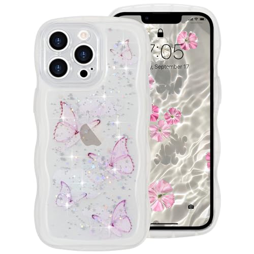 ROSEHUI Hülle für iPhone 15 Pro Max,Schmetterling Handyhülle Niedliche lockige Wellen Rahmenform Bumper Cover Transparent Glitzer Kameraschutz Mädchen Silikon TPU Case Kratzfeste Schutzhülle,Weiß ROSEHUI Hülle für iPhone 15 Pro Max,Schmetterling Handyhülle Niedliche lockige Wellen Rahmenform Bumper Cover Transparent Glitzer Kameraschutz Mädchen Silikon TPU Case Kratzfeste Schutzhülle,Weiß von ROSEHUI