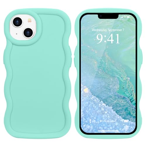 ROSEHUI Silikon Hülle für iPhone 13, iPhone 14 Handyhülle Niedliche Lockige Wellen Rahmenform Case Macaron Farbe Flexible Weich TPU Bumper Cover Fallsicher Stoßfeste Schutzhülle,Grün ROSEHUI Silikon Hülle für iPhone 13, iPhone 14 Handyhülle Niedliche Lockige Wellen Rahmenform Case Macaron Farbe Flexible Weich TPU Bumper Cover Fallsicher Stoßfeste Schutzhülle,Grün von ROSEHUI