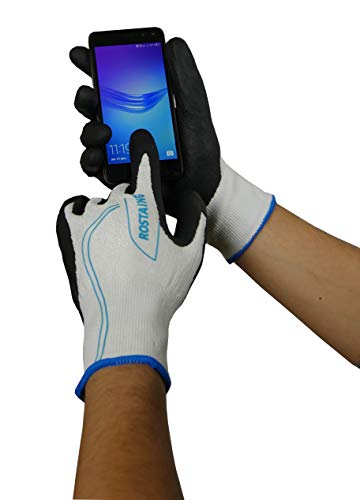 Rostaing MAXSTRONG.H-IT08 Handschuh Serie Touch Herren Gros Arbeit, Schnittfest, Leash Funktion, Touchscreen, schwarz/weiß, 24 x 12 x 1,2 cm von ROSTAING