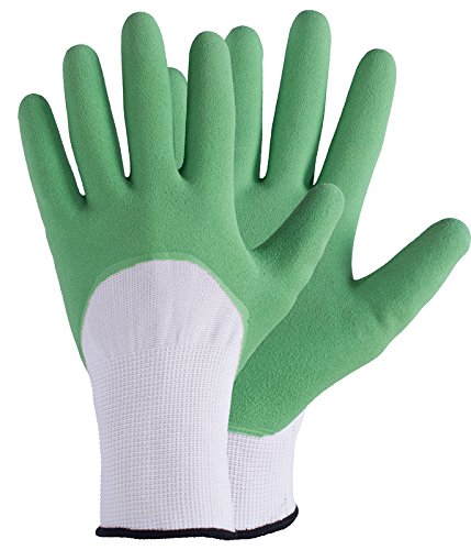 ROSTAING Gartenhandschuhe, Größe 7, Gartenhandschuh, zum Bepflanzen, Beschneiden, Jäten und Gießen, wasserdicht und sehr strapazierfähig, grün/weiß. von ROSTAING