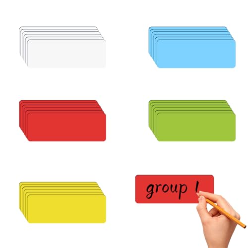 40 Stück Magnetetiketten Beschreibbar 80x30mm, Magnetschilder zum Beschriften Magnetstreifen Beschreibbar bunt Abwischbare Magnetschilder Magnet Etiketten für Whiteboards und Kanban von ROSYLEVE
