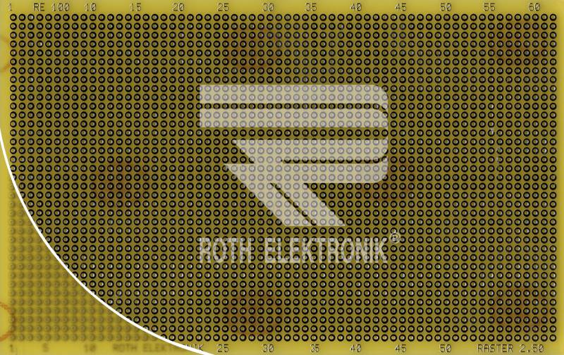 RE 100LF - Laborkarte FR4 RM 2,50 mm 37 x 62 Lötinseln von ROTH-ELEKTRONIK