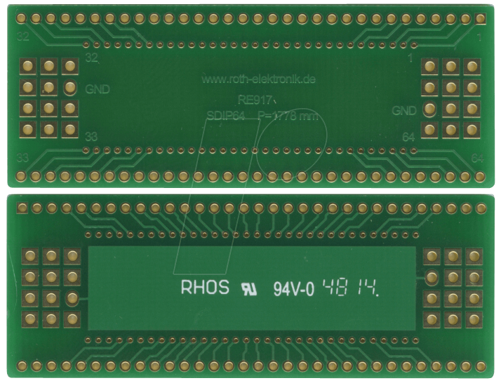 RE 917 - Adapter SDIP64 auf RM 1,788 mm von ROTH-ELEKTRONIK