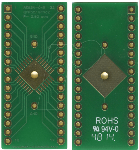 RE 934-04R - Multiadapter QFP32 & QFN32 P=0,80 mm RM 2,54 mm von ROTH-ELEKTRONIK