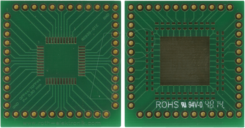 RE 935-01E - Multiadapter QFP44 & TQFP44 P=0,80 mm RM 2,54 mm von ROTH-ELEKTRONIK