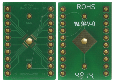 RE 935-05R - Multiadapter QFN20 P=0,50 mm RM 2,54 mm von ROTH-ELEKTRONIK