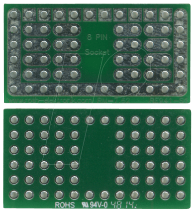RE 941-S1 - Lötbares Bread Board 8-Pin-Sockel 31,75 x 17,14 mm von ROTH-ELEKTRONIK