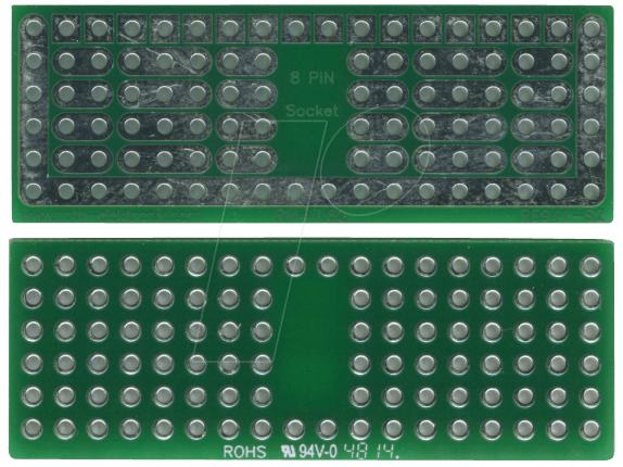 RE 941-S2 - Lötbares Bread Board 8-Pin-Sockel 46,99 x 17,14 mm von ROTH-ELEKTRONIK