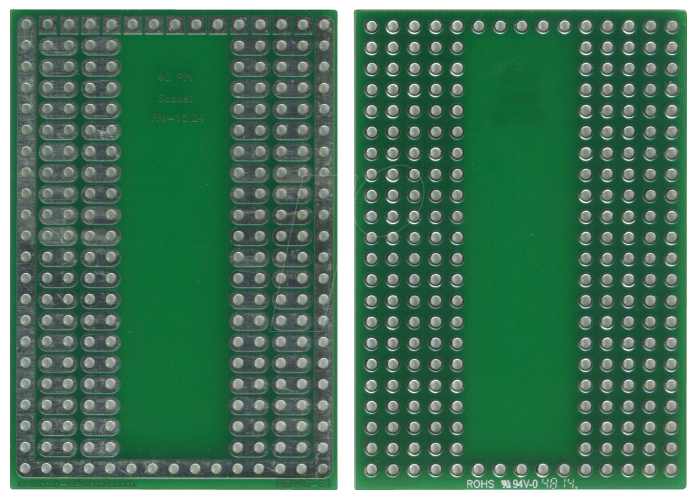 RE 945-S1 - Lötbares Bread Board 40-Pin-Sockel 31,37 x 57,78 mm von ROTH-ELEKTRONIK