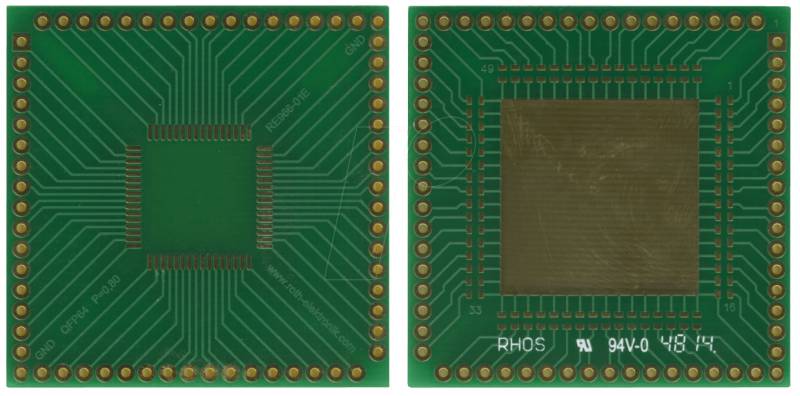 RE 966-01E - Adapter QFP64 P=0,80 mm RM 2,54 mm von ROTH-ELEKTRONIK