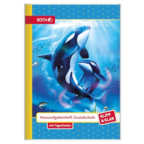 ROTH Klipp&Klar Grundschul-Aufgabenheft mit Tagesfarben, A5, 1 Woche 2 Seiten, Orcas von ROTH