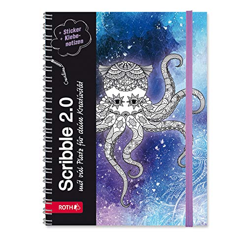 ROTH Scribble Timer 'Calamari', 15,7x21,2 cm, Wire-O-Bindung, 1 Woche 2 Seiten, mit Gummiband und Stickerbogen von ROTH