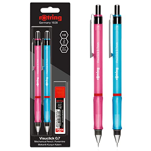 rOtring Visuclick-Druckbleistift, 0,7 mm, 2 Stück, mit 24 HB-Mine von rOtring