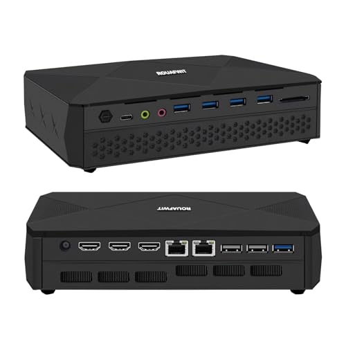 ROUAFWIT Gaming Mini PC Desktop Windows 11 Pro, 12th Gen Core i7 12700H 14C/20T with RTX 3060 12GB Grafik, DDR5 16GB RAM 1TB NVME SSD Klein Computer, Wifi6 BT5.2, 4 Display, 2 Lüfter von ROUAFWIT