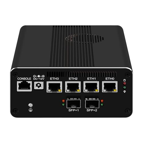 ROUAFWIT Mini PC 10Gbe Firewall 13th Gen U300E, DDR5 8GB RAM M.2 NVMe 128GB SSD, 2 x 10 Gigabit Ethernet SFP Micro Router Lüfter Gerät Computer, 4 x i226V 2.5GbE Support Windows OPNsense von ROUAFWIT