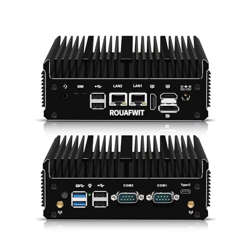 ROUAFWIT Mini PC Industrial Lüfterlos 12th Gen J6413/J6412, 16G RAM 512G M.2 NVME SSD Micro Desktop Büro Fanless Computer, Dual i226V 2.5GbE LAN, 2 COM, WiFi/BT, 3 Display ROUAFWIT Mini PC Industrial Lüfterlos 12th Gen J6413/J6412, 16G RAM 512G M.2 NVME SSD Micro Desktop Büro Fanless Computer, Dual i226V 2.5GbE LAN, 2 COM, WiFi/BT, 3 Display von ROUAFWIT
