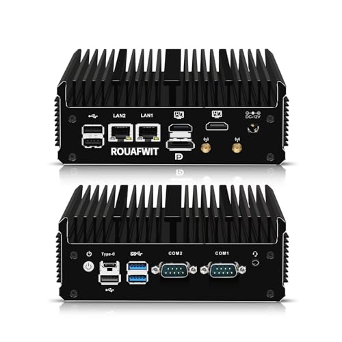 ROUAFWIT Mini PC Industrial Lüfterlos 12th Gen N100, 8G RAM 512G M.2 NVME SSD Micro Desktop Computer Büro Fanless PC, Dual i226V 2.5GbE LAN, 2 COM, WiFi/BT, 3 Display ROUAFWIT Mini PC Industrial Lüfterlos 12th Gen N100, 8G RAM 512G M.2 NVME SSD Micro Desktop Computer Büro Fanless PC, Dual i226V 2.5GbE LAN, 2 COM, WiFi/BT, 3 Display von ROUAFWIT