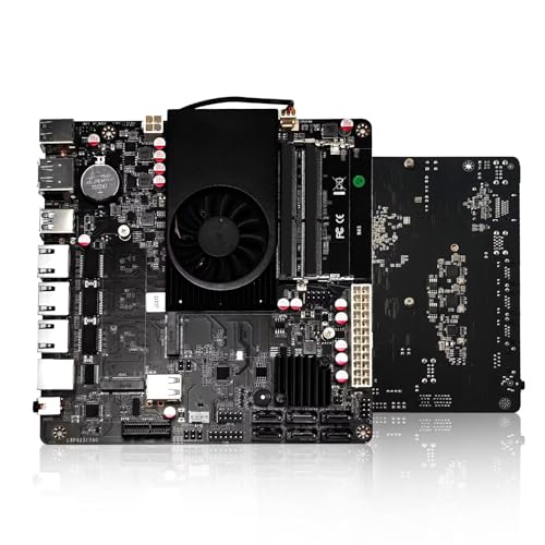 ROUAFWIT NAS Motherboard Celeron J6412, 6 x SATA3.0, 2 x M.2 NVMe, 2 x DDR4, Mini ITX Board, 2 x I226v 2.5 Gigabit Ethernet, 1 x Console, Micro Appliance NAS Board, Barebone von ROUAFWIT