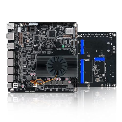 ROUAFWIT NAS Motherboard Celeron N100, 6 x SATA3.0, 2 x M.2 NVMe, 1 x DDR5, 115X Radiator ITX Board, 4 x I226v 2.5 Gigabit Ethernet, Micro Gerät NAS Board, Barebone von ROUAFWIT