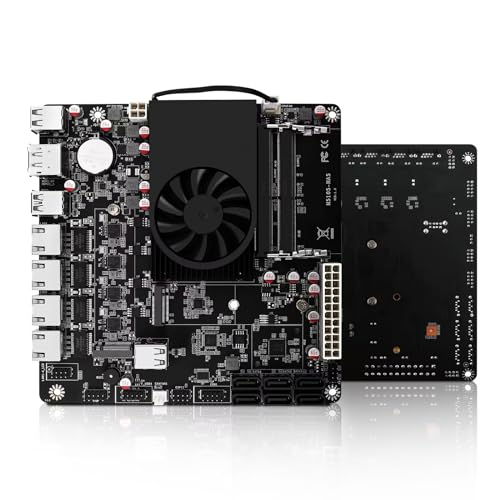 ROUAFWIT NAS Motherboard Celeron N5105, 6 x SATA3.0, 2 x M.2 NVMe, 2 x DDR4, 4 x I226v 2.5 Gigabit Ethernet, Micro Gerät NAS Board, 16GB DDR4 128GB SSD von ROUAFWIT