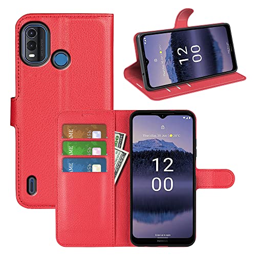 ROVLAK Hülle Kompatibel mit Nokia G11 Plus Wallet Flip Case mit Kartenslot Stoßfeste Lichee Muster PU Leder Case+Inner TPU Silikon Hülle mit Kickstand Tasche,Rot von ROVLAK