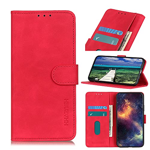 ROVLAK Hülle Kompatibel mit iPhone 13 Mini Wallet Flip Case mit Kartenslot Stoßfeste PU Leder Case+Innenseite TPU Silikon Hülle mit Kickstand Tasche Kompatibel mit iPhone 13 Mini Smartphone,Rot von ROVLAK