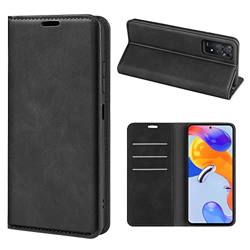 ROVLAK Hülle Magnetisch Kompatibel mit Xiaomi Redmi Note 11 Pro 5G Wallet Flip Case mit Kartenslot Stoßfeste PU Leder Case+Inner TPU Silikon Hülle mit Stand Tasche, Schwarz von ROVLAK