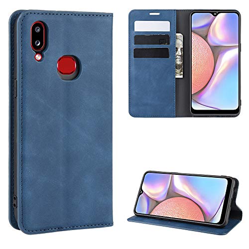 ROVLAK Hülle Magnetisch für Samsung Galaxy A10s Wallet Flip Case mit Kartenslot Stoßfeste PU Leder Case+Innenseite TPU Silikon Hülle mit Kickstand Tasche für Samsung Galaxy A10s Smartphone Case,Blau von ROVLAK