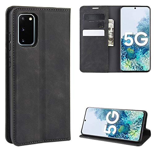 ROVLAK Hülle Magnetisch für Samsung Galaxy S20 FE 5G Wallet Flip Case mit Kartenslot Stoßfeste PU Leder Case+Inner TPU Silikon Hülle mit Stand Tasche für Samsung Galaxy S20 FE 5G Smartphone,Schwarz von ROVLAK