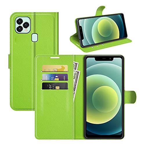 ROVLAK Hülle für Oukitel C22 2021 Wallet Flip Case mit Kartenslot Stoßfeste Lichee Muster PU Leder Case+Inner TPU Silikon Hülle mit Kickstand Tasche für Oukitel C22 2021 Smartphone Case,Grün von ROVLAK