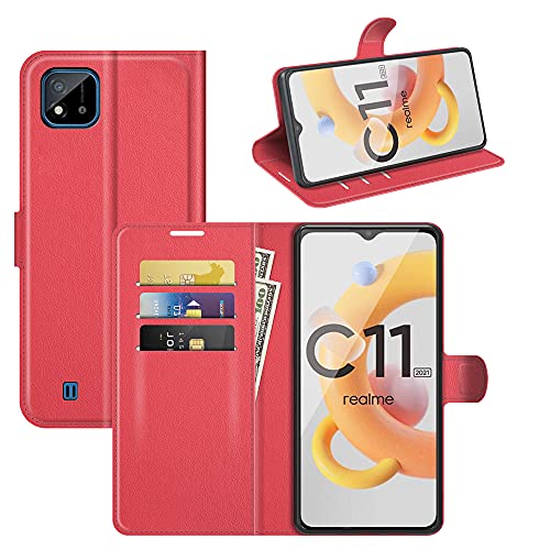 ROVLAK Hülle für Realme C11 2021 Wallet Flip Case mit Kartenslot Stoßfeste Lichee Muster PU Leder Case+Inner TPU Silikon Hülle mit Kickstand Tasche für Realme C11 2021,Rot ROVLAK Hülle für Realme C11 2021 Wallet Flip Case mit Kartenslot Stoßfeste Lichee Muster PU Leder Case+Inner TPU Silikon Hülle mit Kickstand Tasche für Realme C11 2021,Rot von ROVLAK