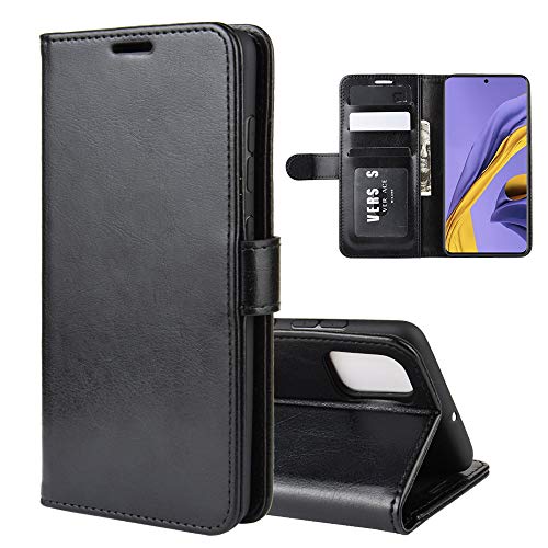 ROVLAK Hülle für Samsung Galaxy A51 Wallet Flip Case mit Kartenslot Stoßfeste PU Leder Case+Inner TPU Silikon Hülle mit Stand Tasche für Samsung Galaxy A51 Smartphone Case,Schwarz von ROVLAK